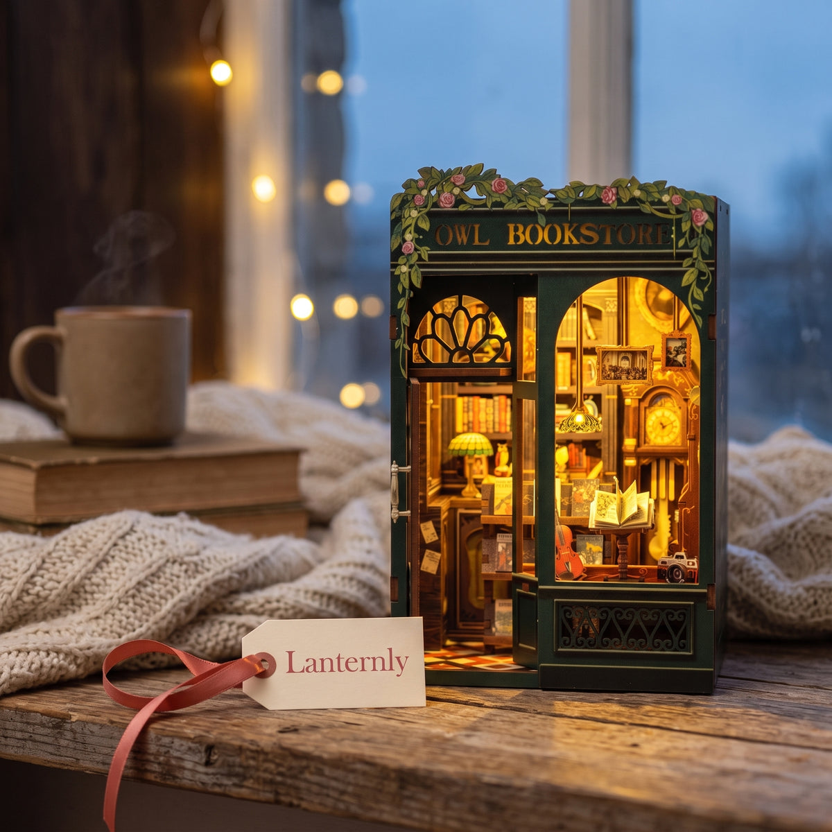 Owl Bookstore DIY Book Nook Kit – Lights Up Your Shelf