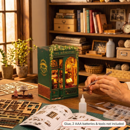 Owl Bookstore DIY Book Nook Kit – Lights Up Your Shelf
